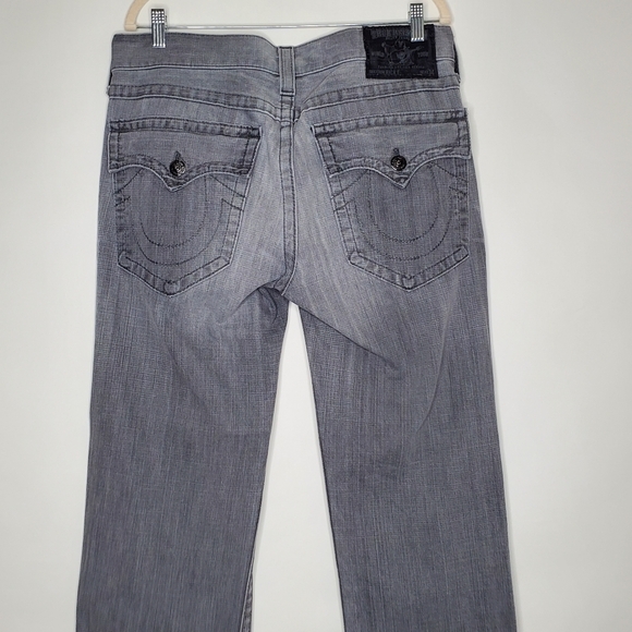 True Religion Ricky Straight Jeans Men's 34 Gray Horseshoe Flap Pocket USA Made